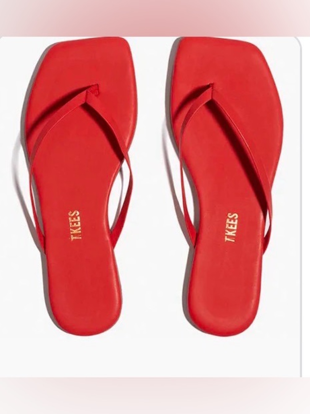 TKEES Red Square-Toe Thong Sandals